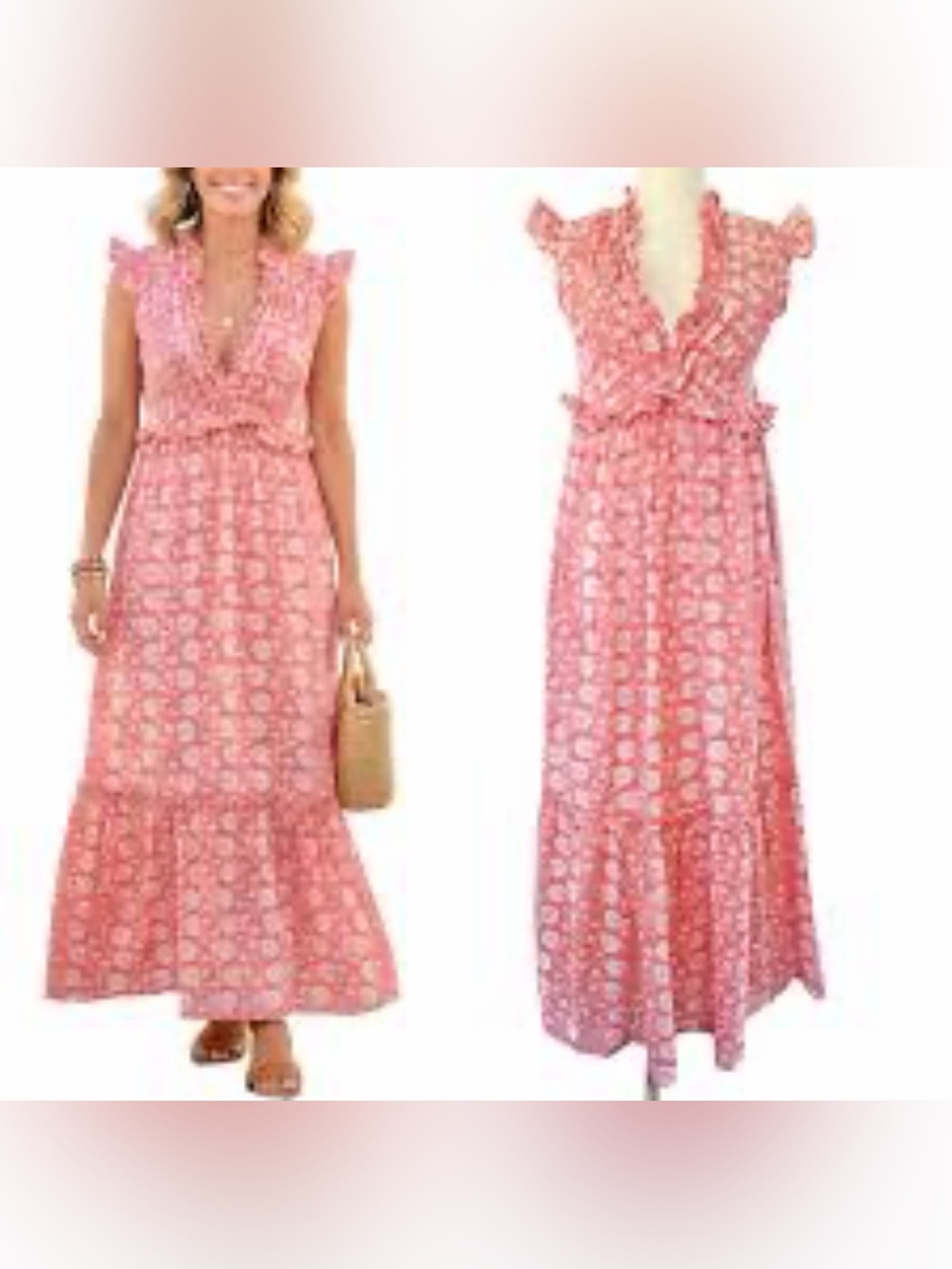 Like new Anna Cate Smocked Cotton Maxi Dress Print  Resort